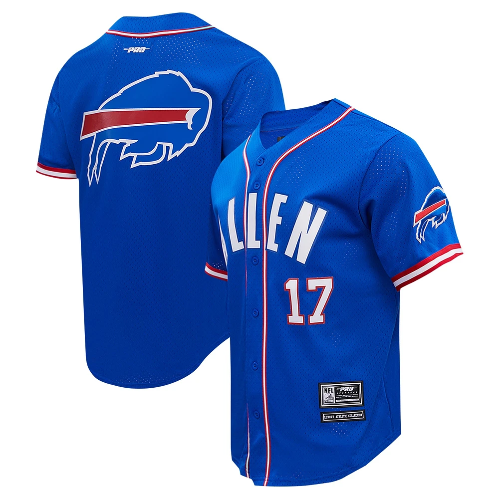 Men's Pro Standard Josh Allen Royal Buffalo Bills Mesh Button-Up Baseball Jersey