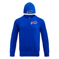 Men's Pro Standard Royal Buffalo Bills Crewneck Pullover Sweater & Cuffed Knit Hat Box Gift Set