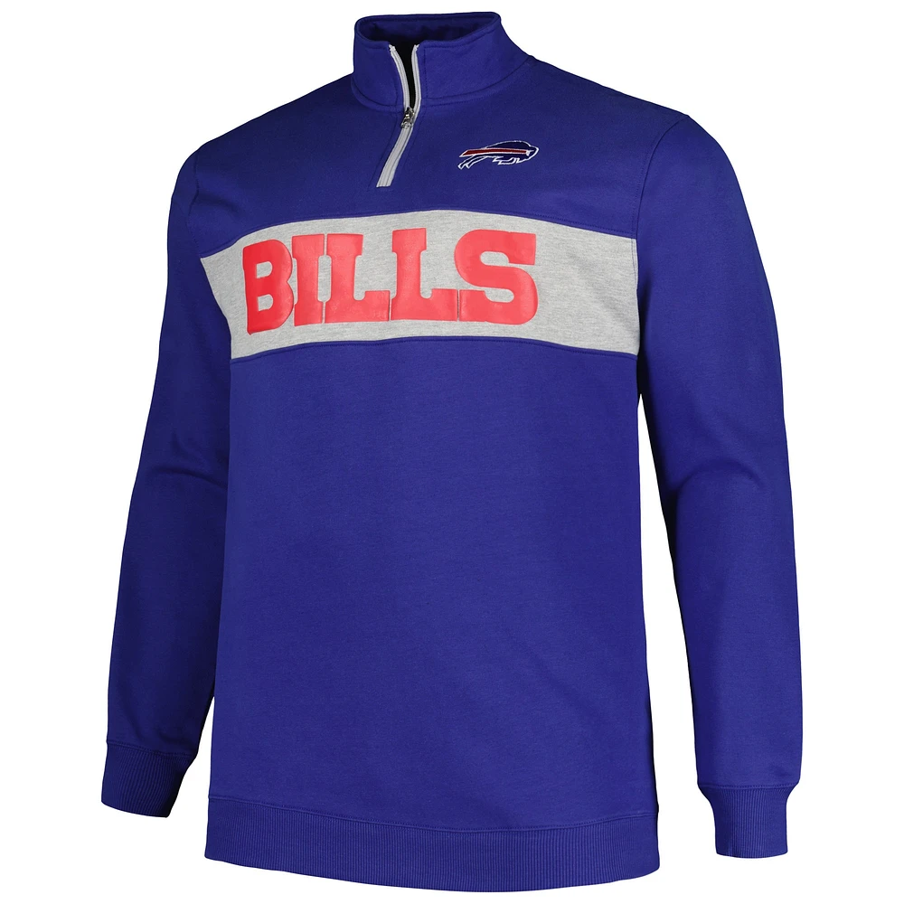 Men's Profile Royal Buffalo Bills Big & Tall Fleece Quarter-Zip Jacket