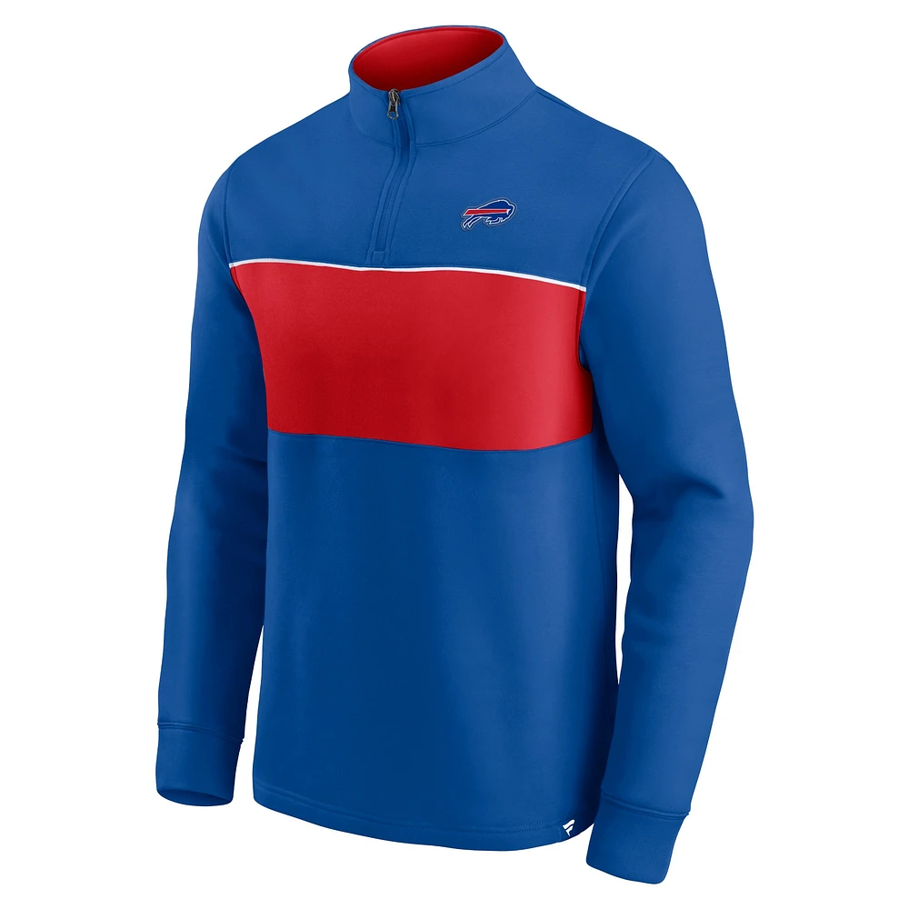 Men's Royal/Red Buffalo Bills Block Party Quarter-Zip Jacket