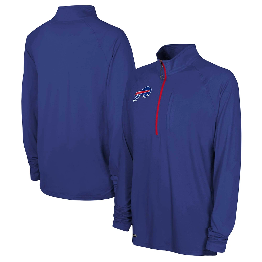 Men's Royal Buffalo Bills Combine Authentic Raglan Quarter-Zip Top