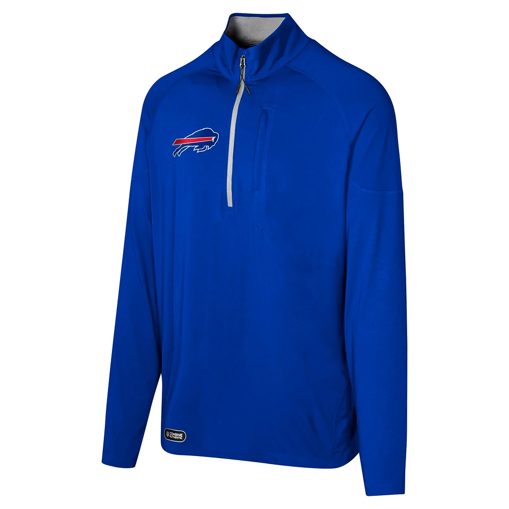 Men's Royal Buffalo Bills Grind Iron Quarter-Zip Top