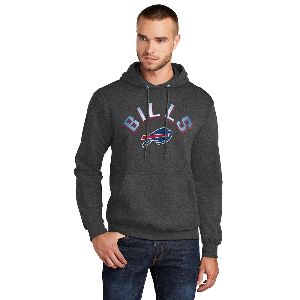 Men's Starter  Charcoal Buffalo Bills Arch Over Logo Pullover Hoodie