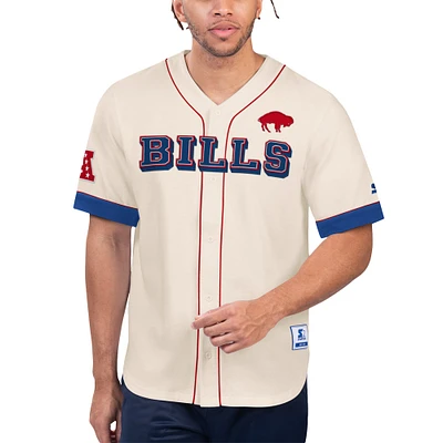 Men's Starter Cream Buffalo Bills Relay Vintage Full-Button Baseball Top