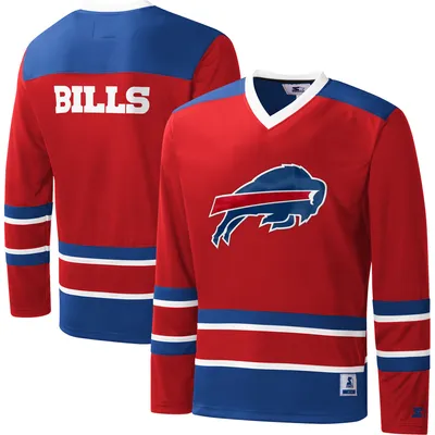 Buffalo Bills Starter Cross-Check V-Neck Long Sleeve T-Shirt - Red