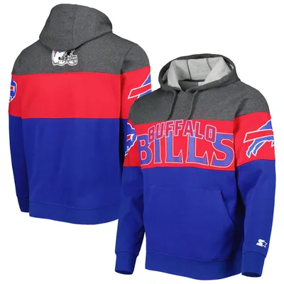 Men's Starter Royal/Heather Charcoal Buffalo Bills Extreme Vintage Logos  Pullover Hoodie