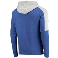 Men's Starter Royal/Red Buffalo Bills Playoffs Color Block Full-Zip Hoodie