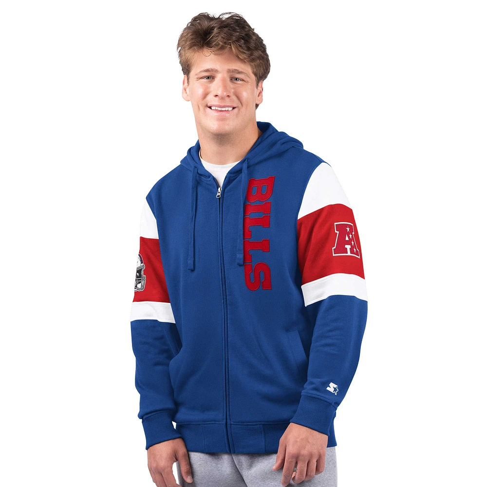 Sweat à capuche zippé intégral Starter Royal Buffalo Bills Extreme pour homme