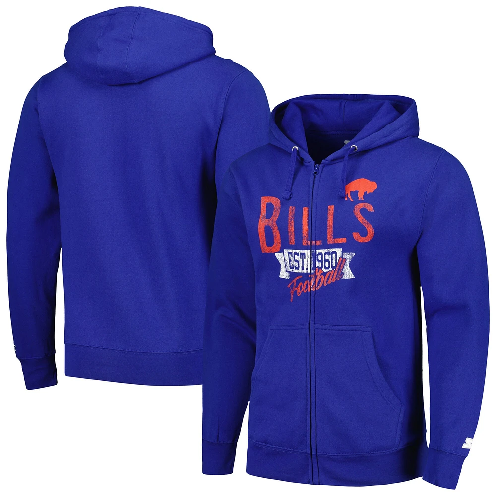 Sweat à capuche entièrement zippé Starter Royal Buffalo Bills Gridiron Classics post-saison pour hommes