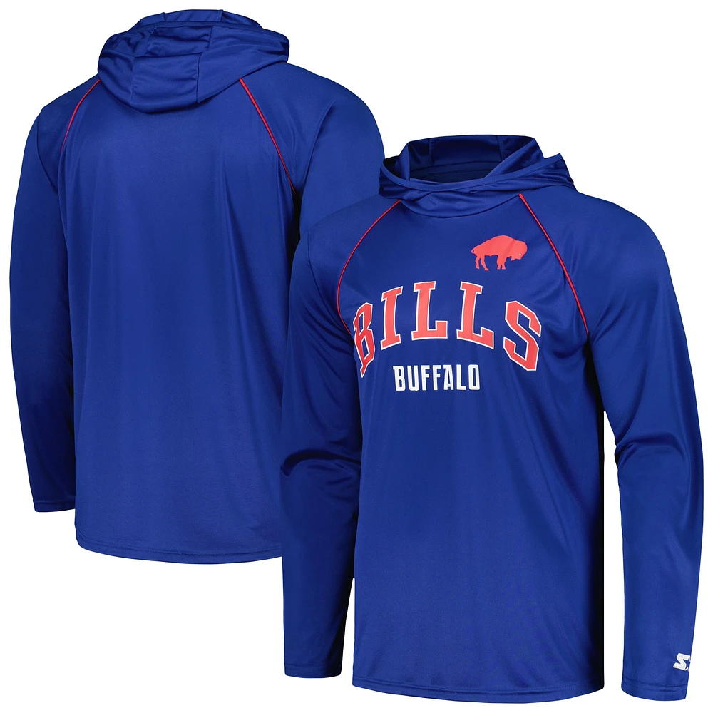 T-shirt à capuche manches longues raglan Starter Royal Buffalo Bills Gridiron Classics pour hommes