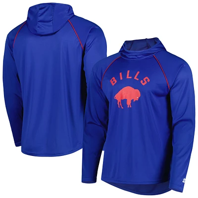 T-shirt à capuche raglan avec logo vintage Starter Royal Buffalo Bills pour homme