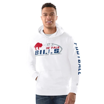 Men's Starter White Buffalo Bills Vintage Pullover Hoodie