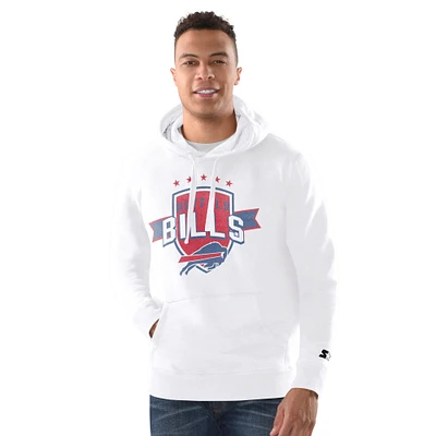 Men's Starter White Buffalo Bills Vintage Pullover Hoodie