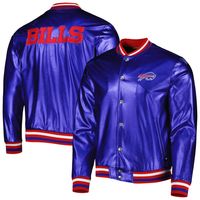 Men's The Wild Collective Royal Buffalo Bills Metallic Bomber Full-Snap Jacket