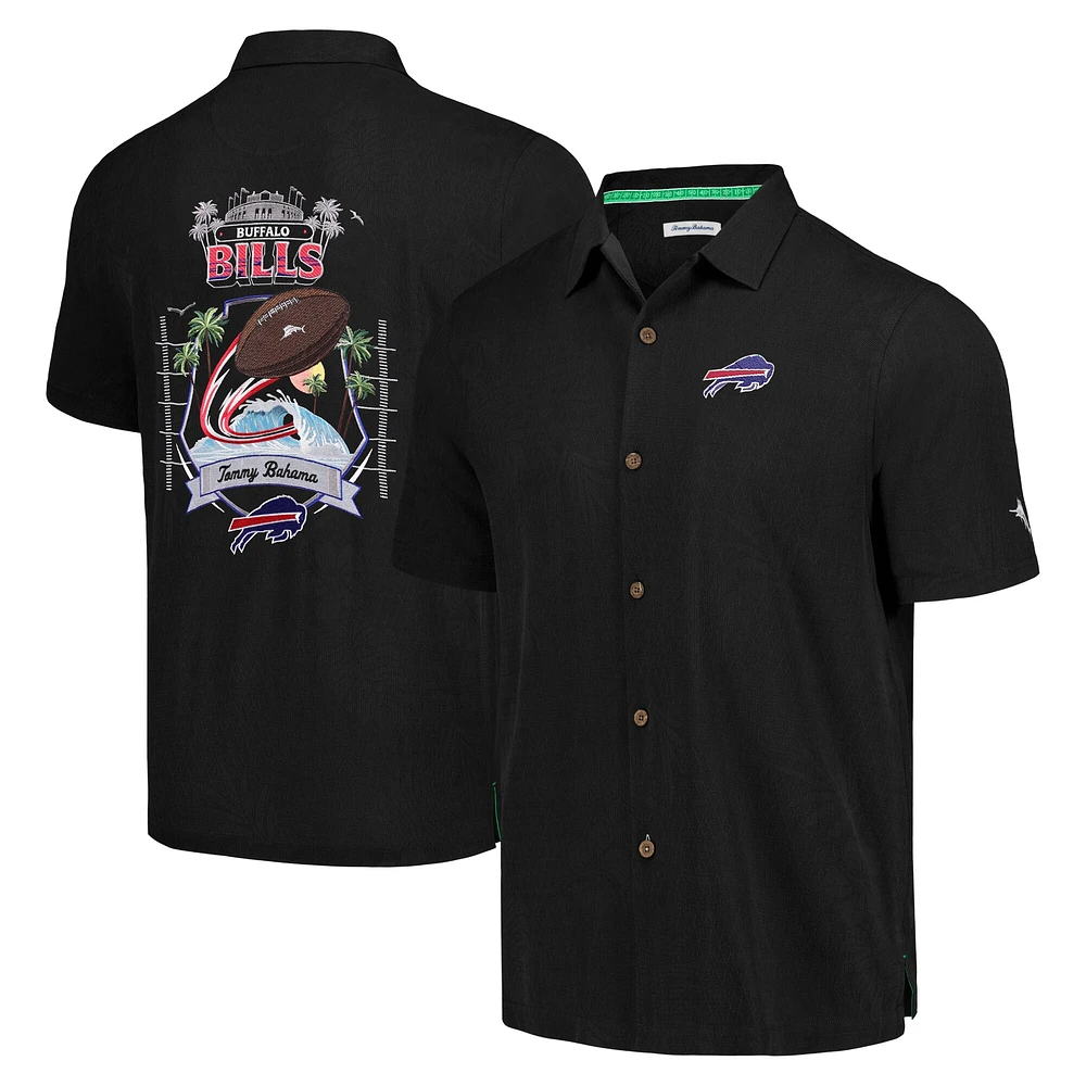 Men's Tommy Bahama Black Buffalo Bills Tidal Kickoff Camp Button-Up Shirt