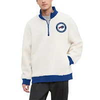 Sweat-shirt Tommy Hilfiger crème Buffalo Bills Jordan Sherpa à quart de zip pour hommes