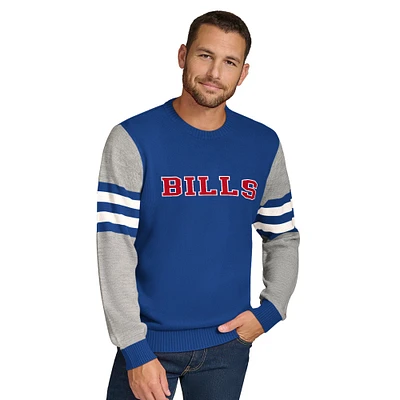 Sweat-shirt ras du cou en acrylique Buffalo Bills Royal/Heather Gray Tommy Hilfiger pour homme