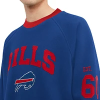 Men's Tommy Hilfiger Royal Buffalo Bills Reese Raglan Tri-Blend Pullover Sweatshirt