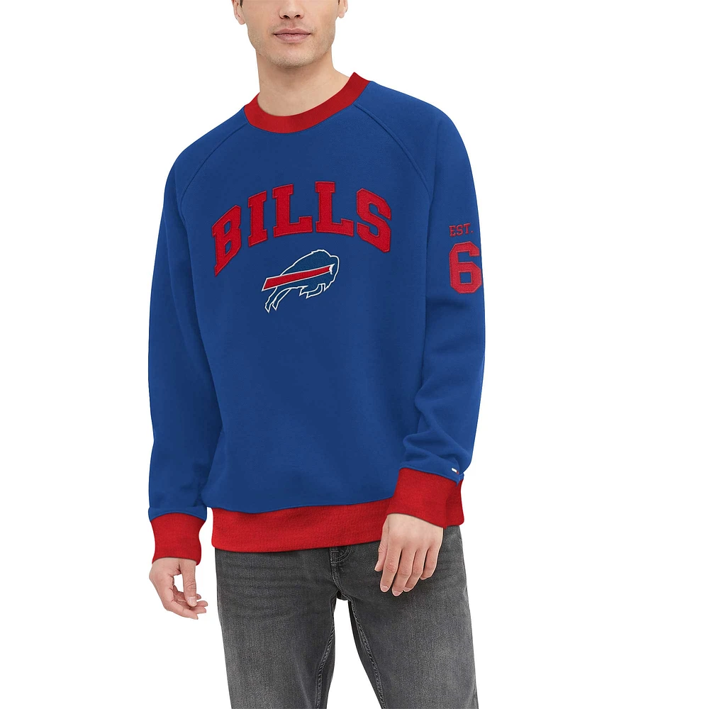 Sweat-shirt Tommy Hilfiger Royal/Rouge Buffalo Bills Reese Raglan Tri-Blend pour hommes