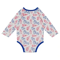 Ensemble 3 pièces pour nouveau-né et nourrisson Buffalo Bills Little Champ, body à manches longues, pantalon bonnet revers