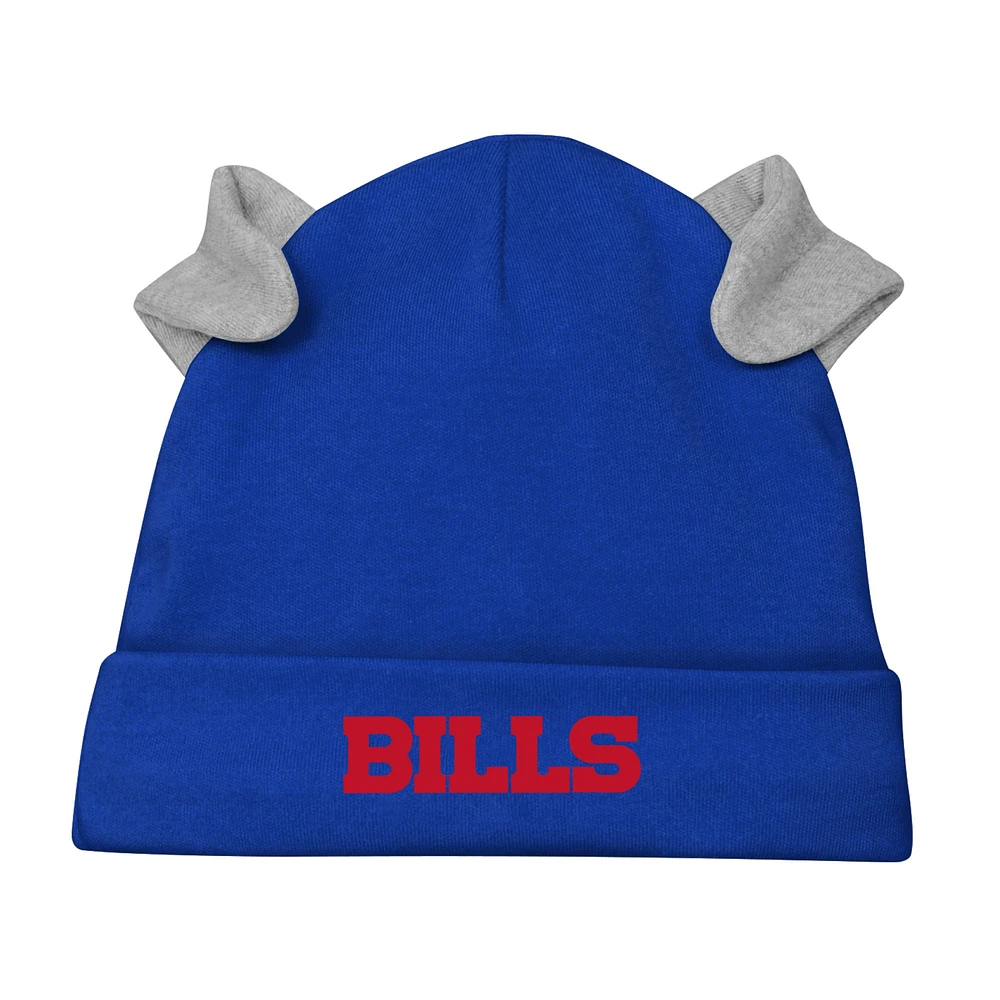 Ensemble 3 pièces pour nouveau-né et nourrisson Buffalo Bills Little Champ, body à manches longues, pantalon bonnet revers