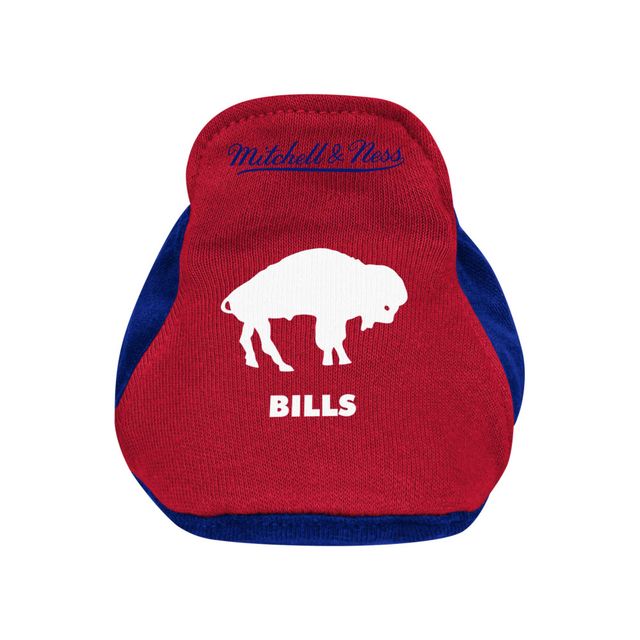 Ensemble bavoir et chaussons Mitchell & Ness Royal/Red Buffalo Bills pour nouveau-né bébé