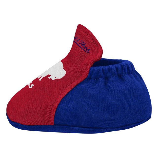 Ensemble bavoir et chaussons Mitchell & Ness Royal/Red Buffalo Bills pour nouveau-né bébé