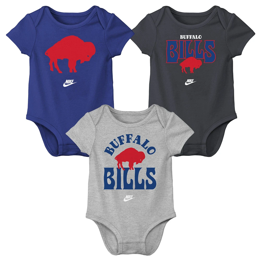 Lot de trois bodies Nike Buffalo Bills Rewind pour nouveau-né et bébé