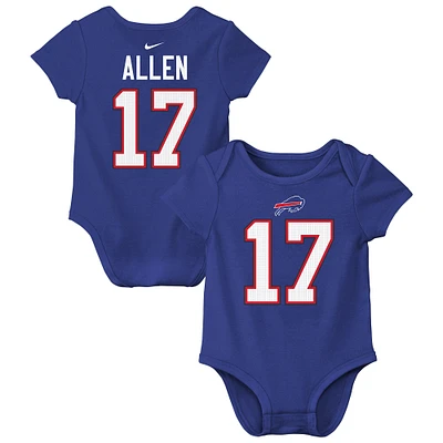 Body Nike pour nouveau-né et bébé Josh Allen Royal Buffalo Bills avec nom numéro de joueur