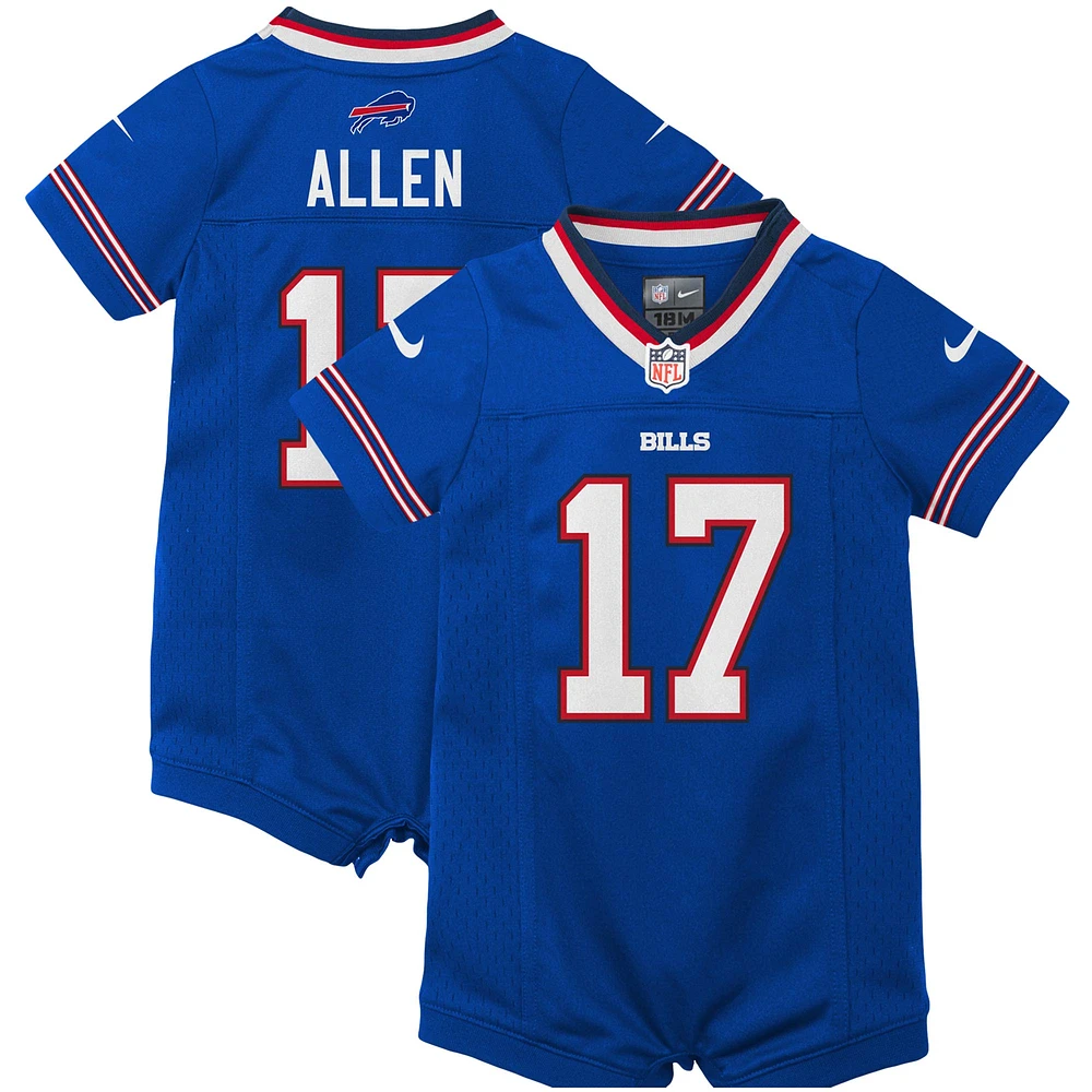 Nike Josh Allen Royal Buffalo Bills Barboteuse en jersey pour nouveau-né et nourrisson