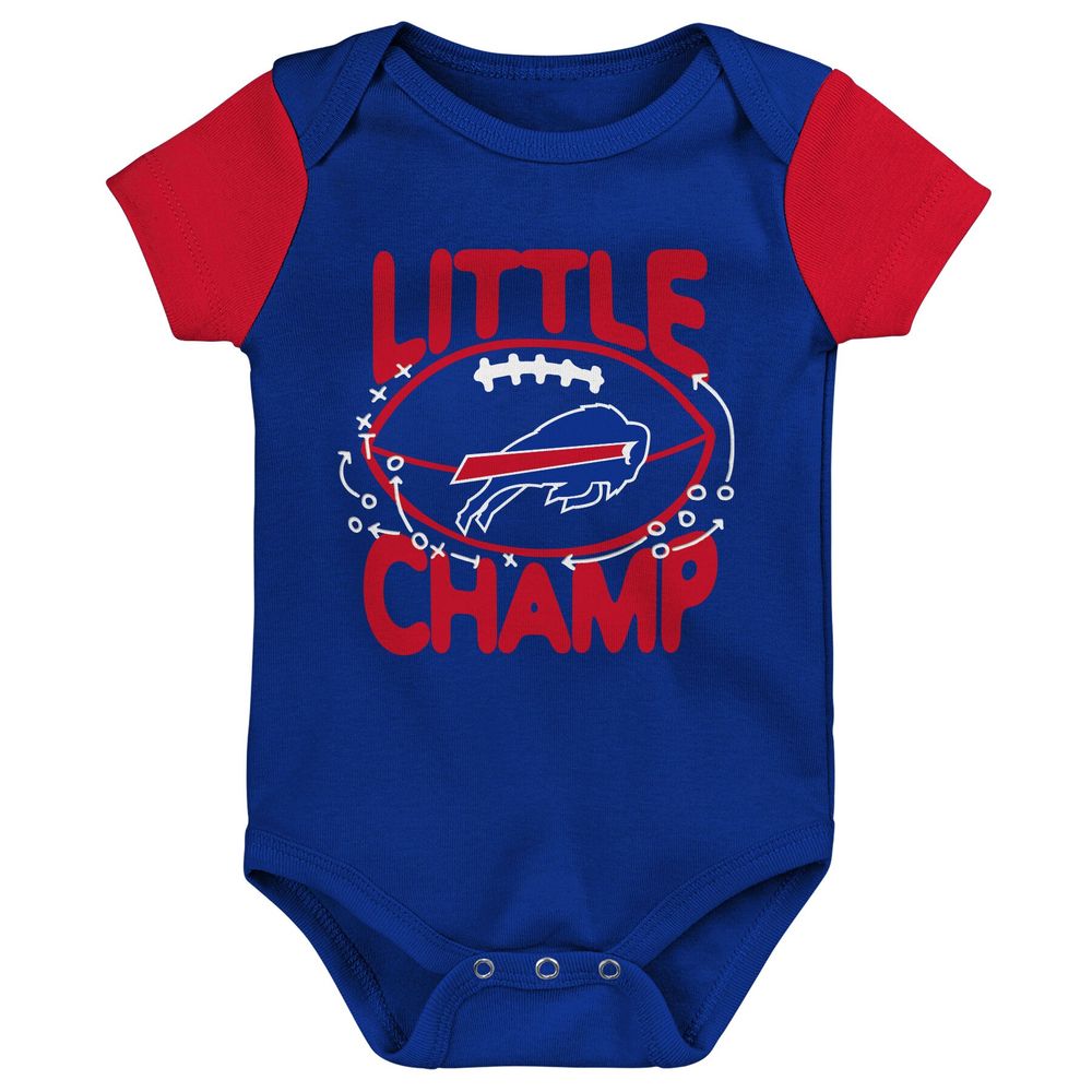 Newborn & Infant Royal/Red Buffalo Bills 3-Piece Little Champ Bodysuit Bib Booties - Set