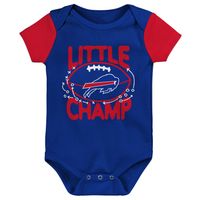 Newborn & Infant Royal/Red Buffalo Bills 3-Piece Little Champ Bodysuit Bib Booties - Set