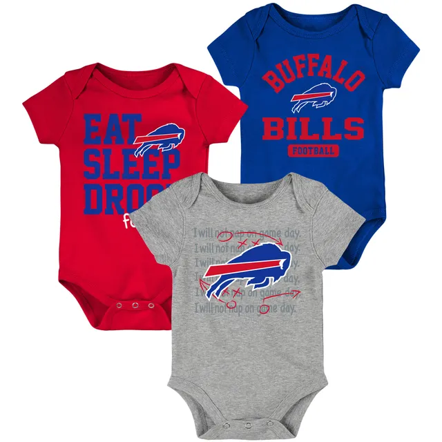 NFL Buffalo Bills Baby Girls Short Sleeve Bodysuit Set, 3-Pack 