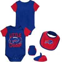 Ensemble body trois pièces bavoir et chaussons Little Champ pour nouveau-né nourrisson, Royal/rouge Buffalo Bills