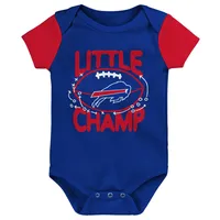 Ensemble body trois pièces bavoir et chaussons Little Champ pour nouveau-né nourrisson, Royal/rouge Buffalo Bills