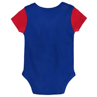 Newborn & Infant Royal/Red Buffalo Bills Little Champ Three-Piece Bodysuit Bib Booties Set