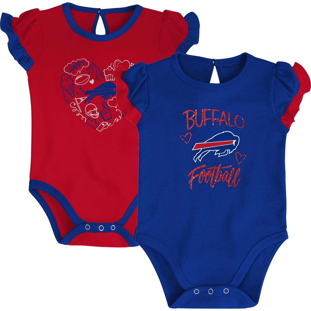 Ensemble body deux pièces Buffalo Bills Too Much Love pour nouveau-né et nourrisson, royal/rouge