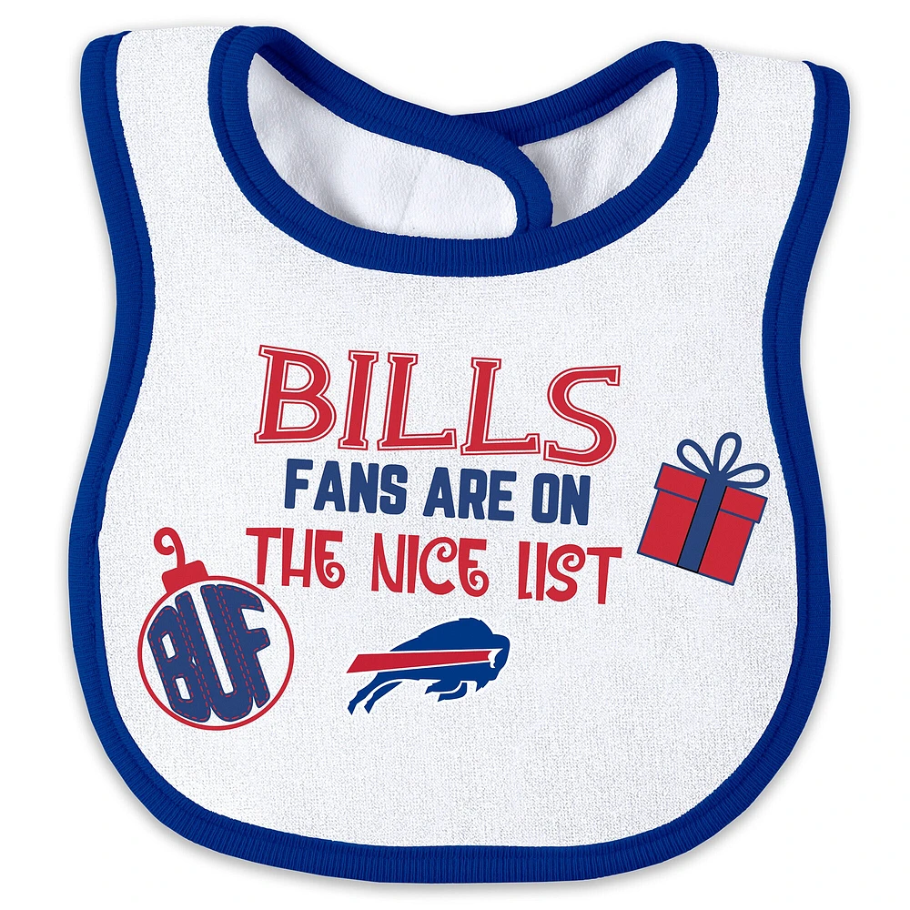 Ensemble pyjama et bavoir à fermeture éclair pour nouveau-né bébé par Erin Andrews Buffalo Bills Allover Print