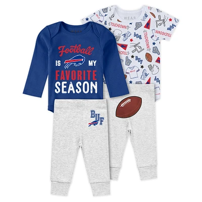 Vêtements pour nouveau-nés et nourrissons par Erin Andrews Ensemble de combinaisons pantalons trois pièces Turn Me Around des Buffalo Bills