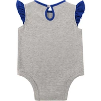 Nouveau-né Heather Grey/Royal Buffalo Bills All Dolled Up Ensemble trois pièces body, jupe et chaussons