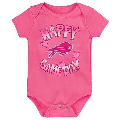 Newborn Pink Buffalo Bills Happy Gameday Bodysuit