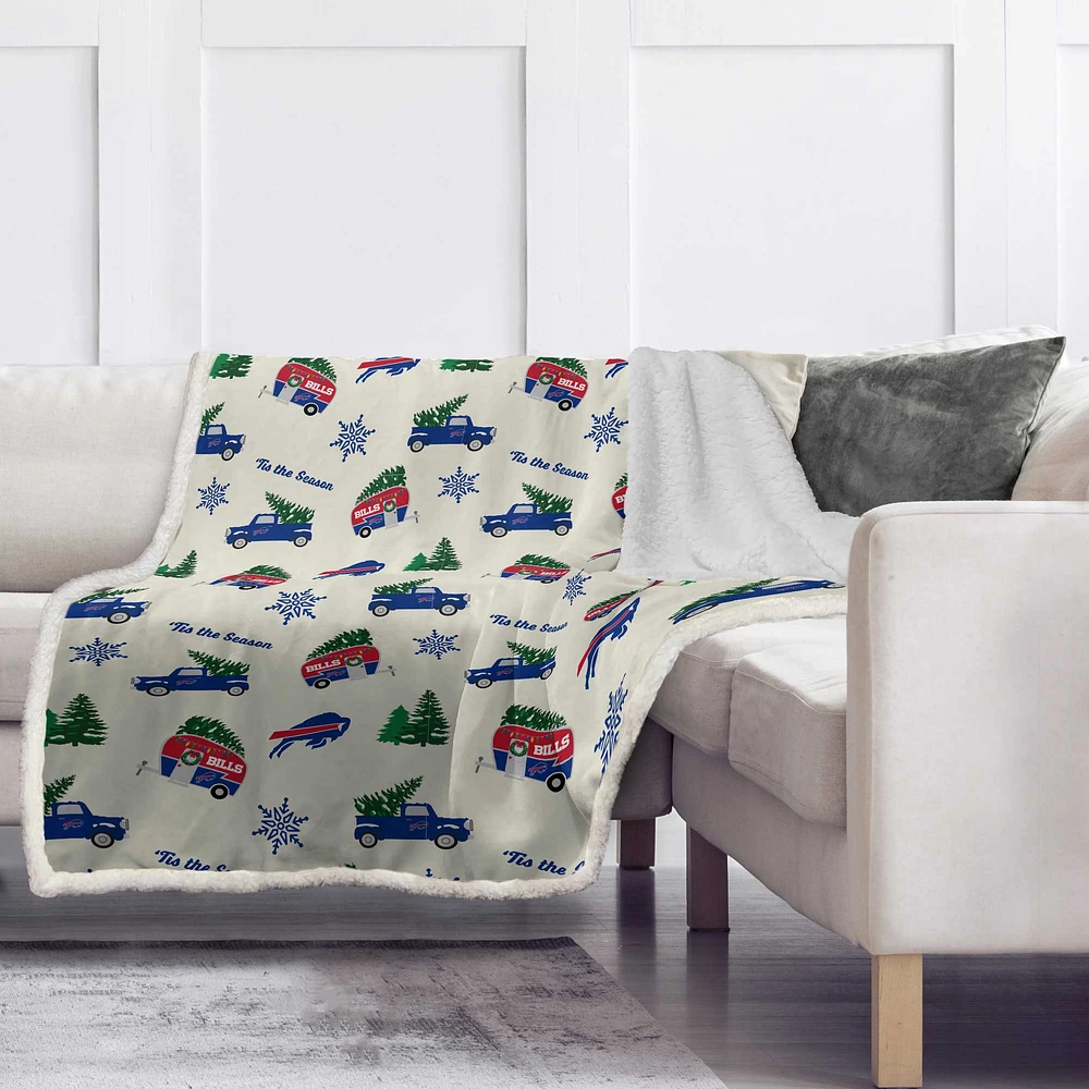 Pegasus Buffalo Bills Holiday Truck Repeat 50" x 60" Sherpa Flannel Fleece Blanket