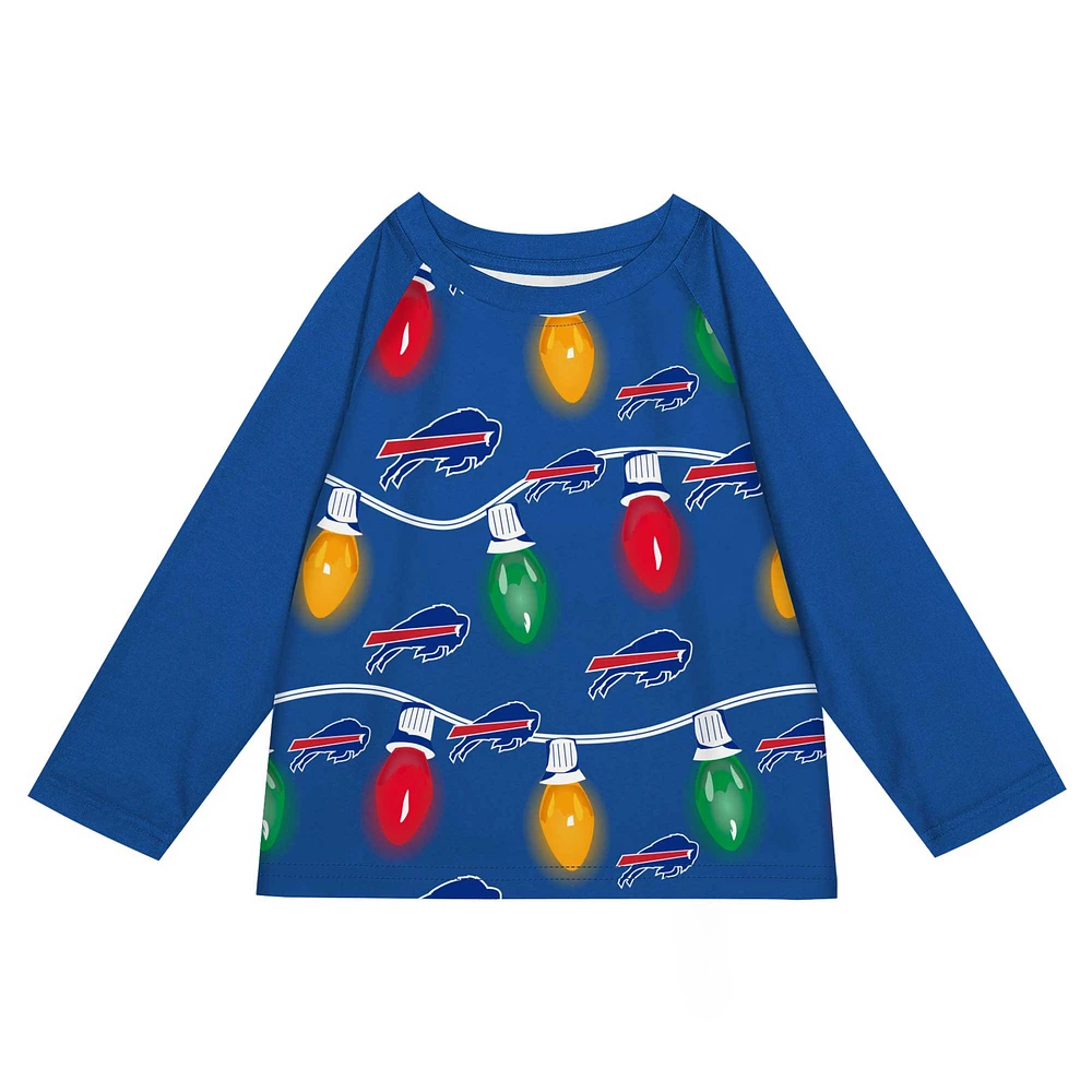 Preschool Buffalo Bills Two-Piece Garland Holiday Long Sleeve Pajama Set