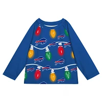 Preschool Buffalo Bills Two-Piece Garland Holiday Long Sleeve Pajama Set