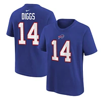 T-shirt avec nom et numéro de joueur Nike Stefon Diggs Royal Buffalo Bills pour enfants d'âge préscolaire