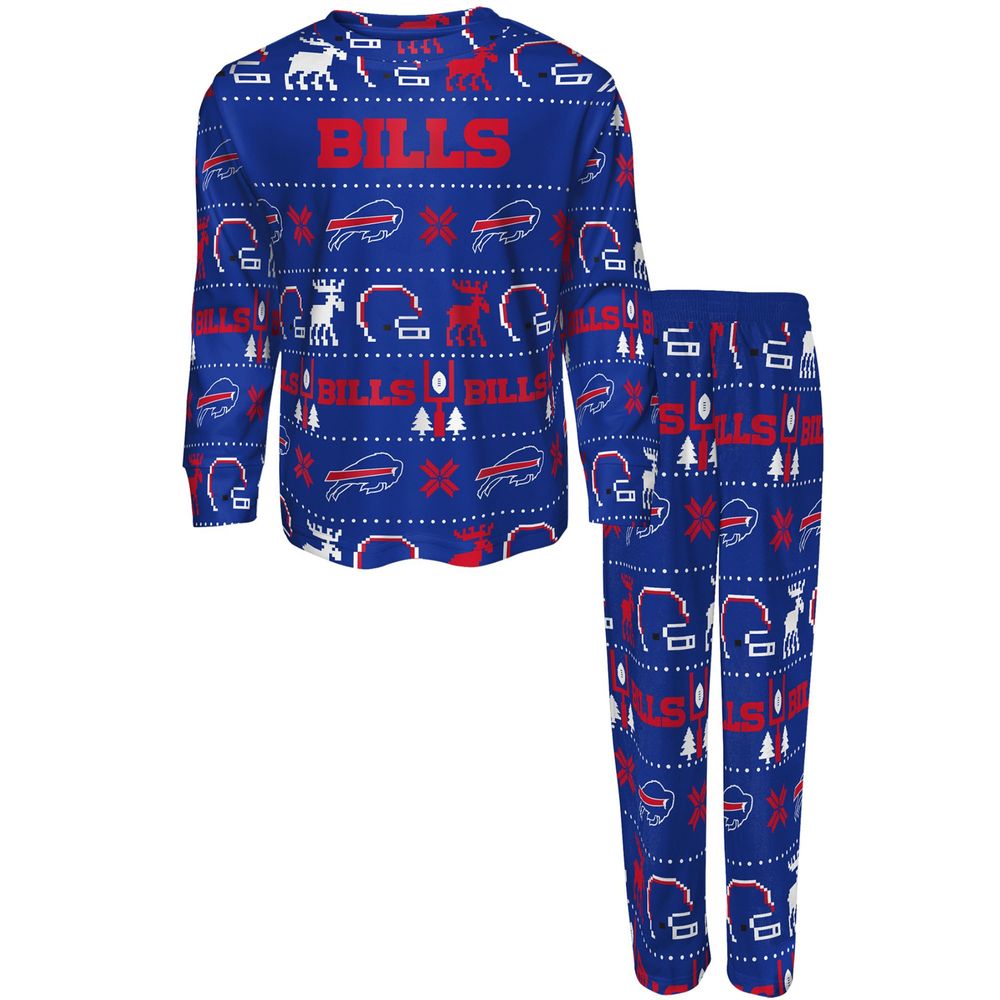 Outerstuff Preschool Royal Buffalo Bills Allover Print Long Sleeve T-Shirt  & Pants - Sleep Set