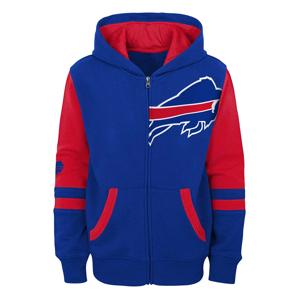 Sweat à capuche entièrement zippé pour enfants Royal Buffalo Bills Stadium préscolaire