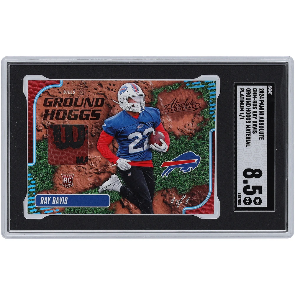 Ray Davis Buffalo Bills 2024 Panini Absolute Platinum Ground Hoggs Wilson Logo Football Relic #GHM-RDS #1/1 SGC Authentifiée 8.5 Rookie Card