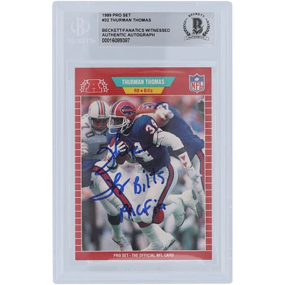 Thurman Thomas Buffalo Bills Autographié 1989 Pro Set Série 1 #32 Beckett Fanatics Witnessed Rookie Card Authentifié avec l'inscription "Bills Mafia"