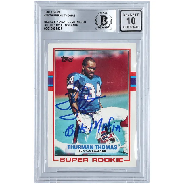 Autographed Thurman Thomas Rookie 1989 Topps FB Card Buffalo Bills #45  Beckett Slabbed - Main Line Autographs